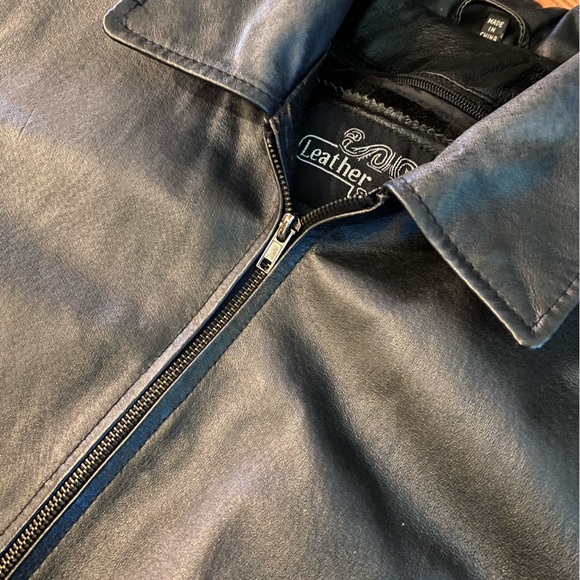 Vintage Y2K Leather Jacket Bomber Jacket Tie Waist Black Soft Leather Coat - Picture 8 of 14